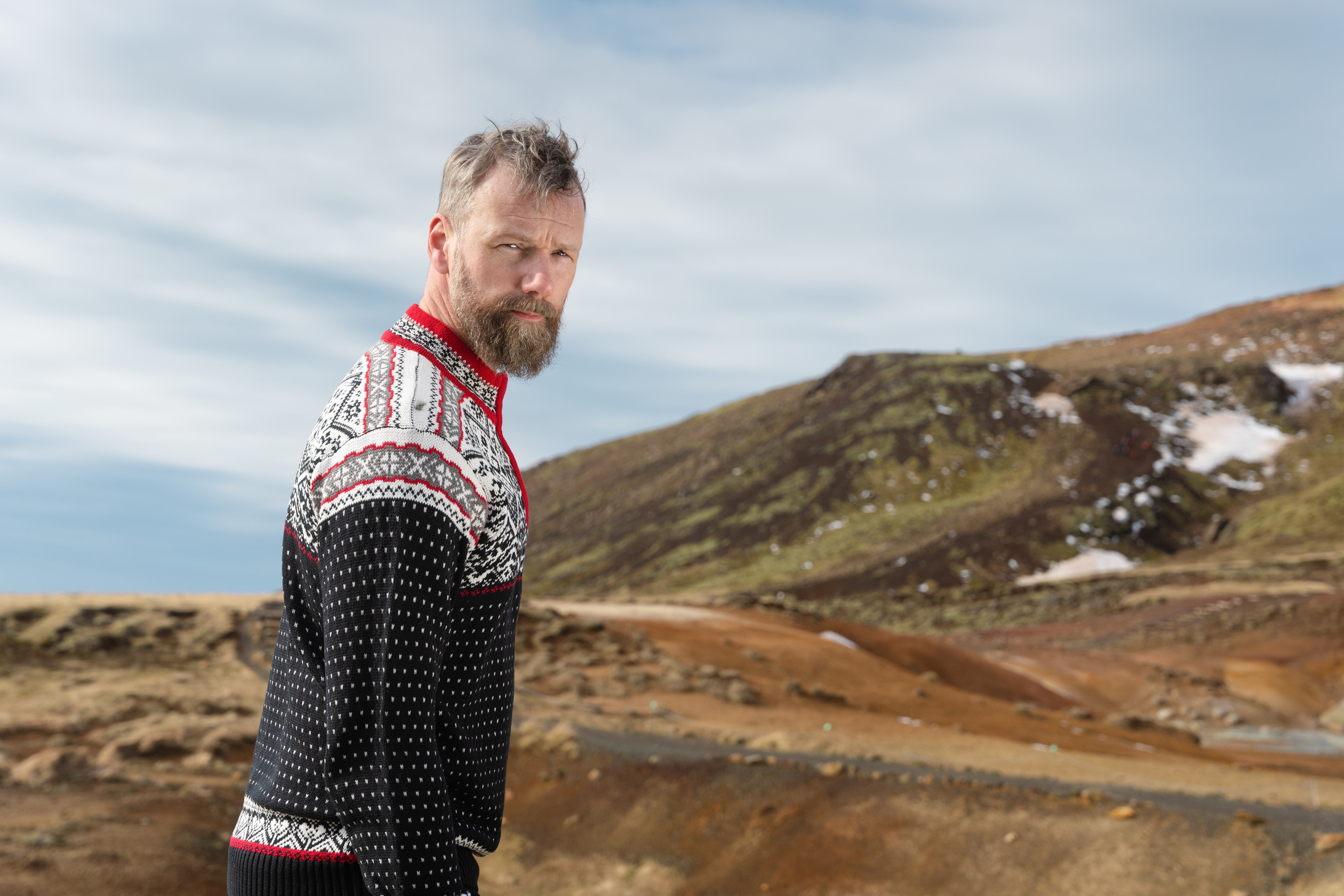 BALDUR hálfrennd peysa með norsku mynstri