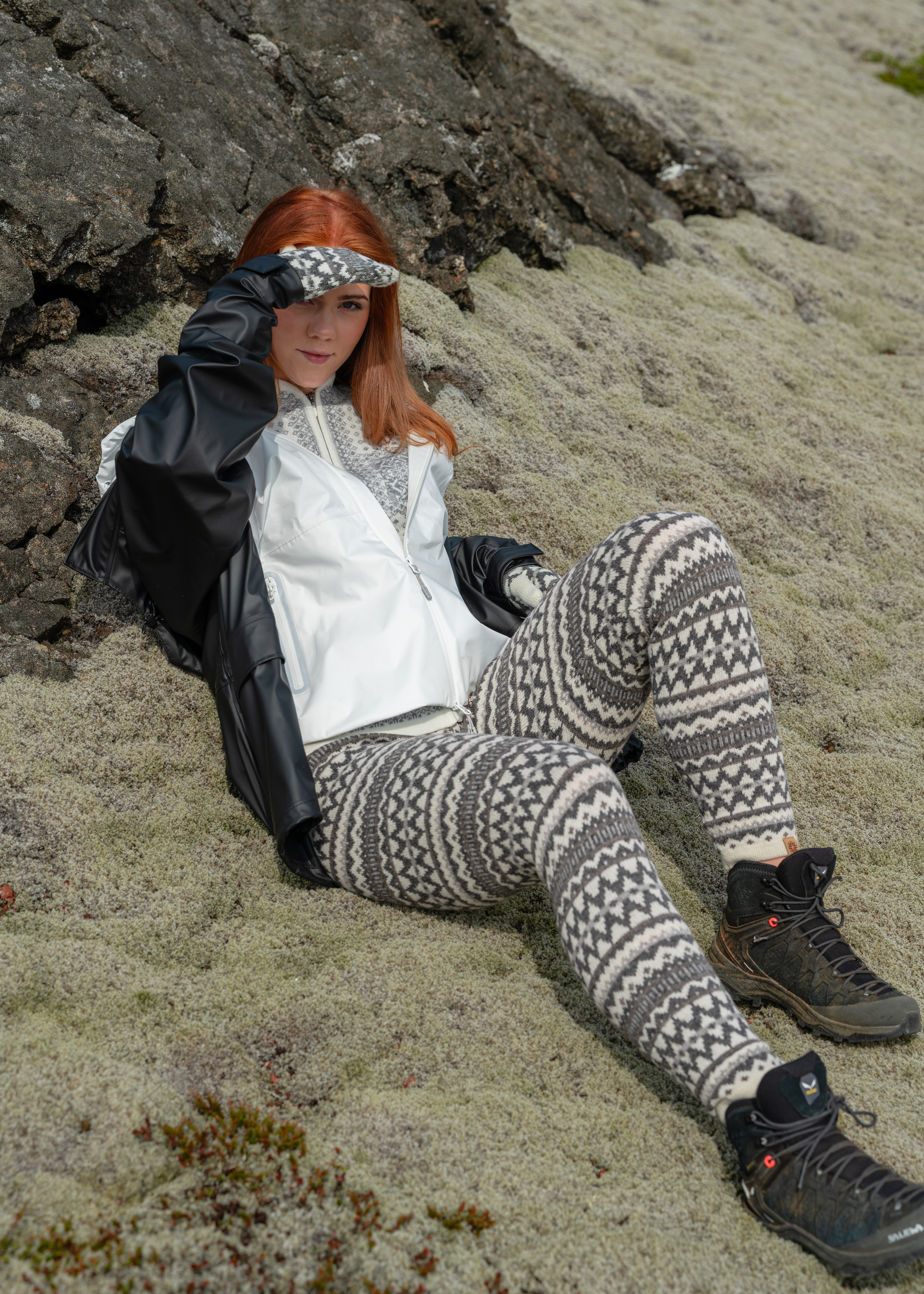Miðfjall - leggings en laine à motifs nordiques traditionnels