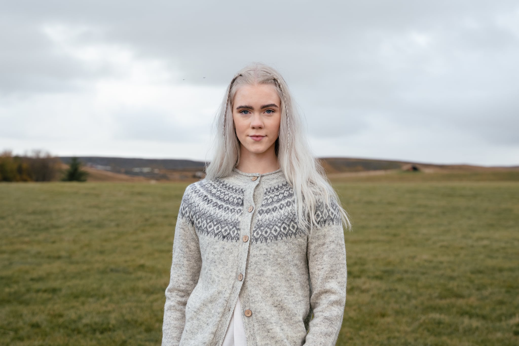 Fagradalsfjall hneppt íslensk ullarpeysa kvennasnið