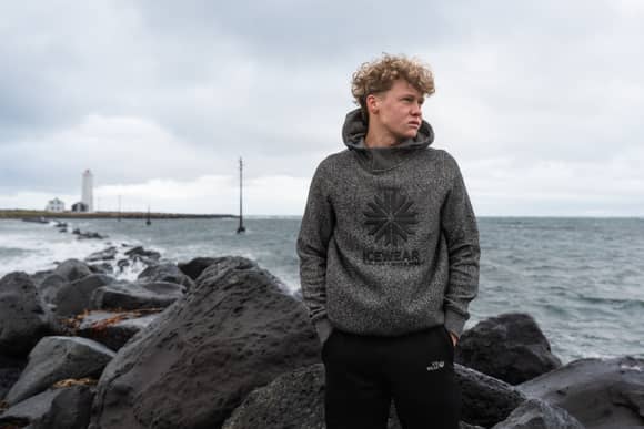 man standing by the Icelandic sea