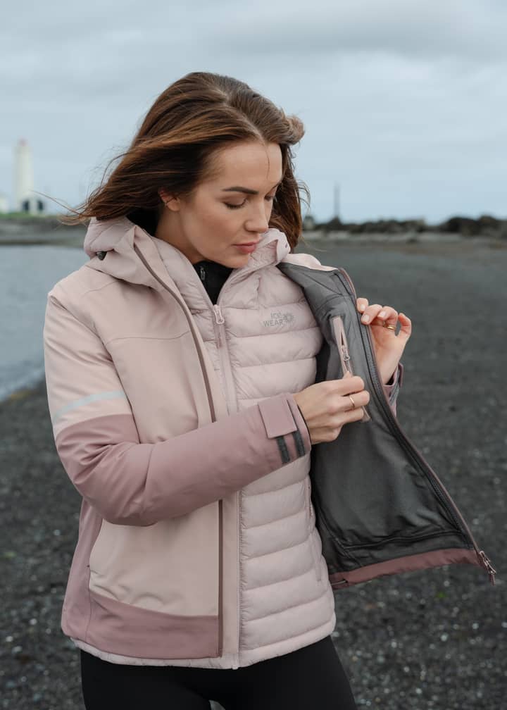 woman in pink jacket