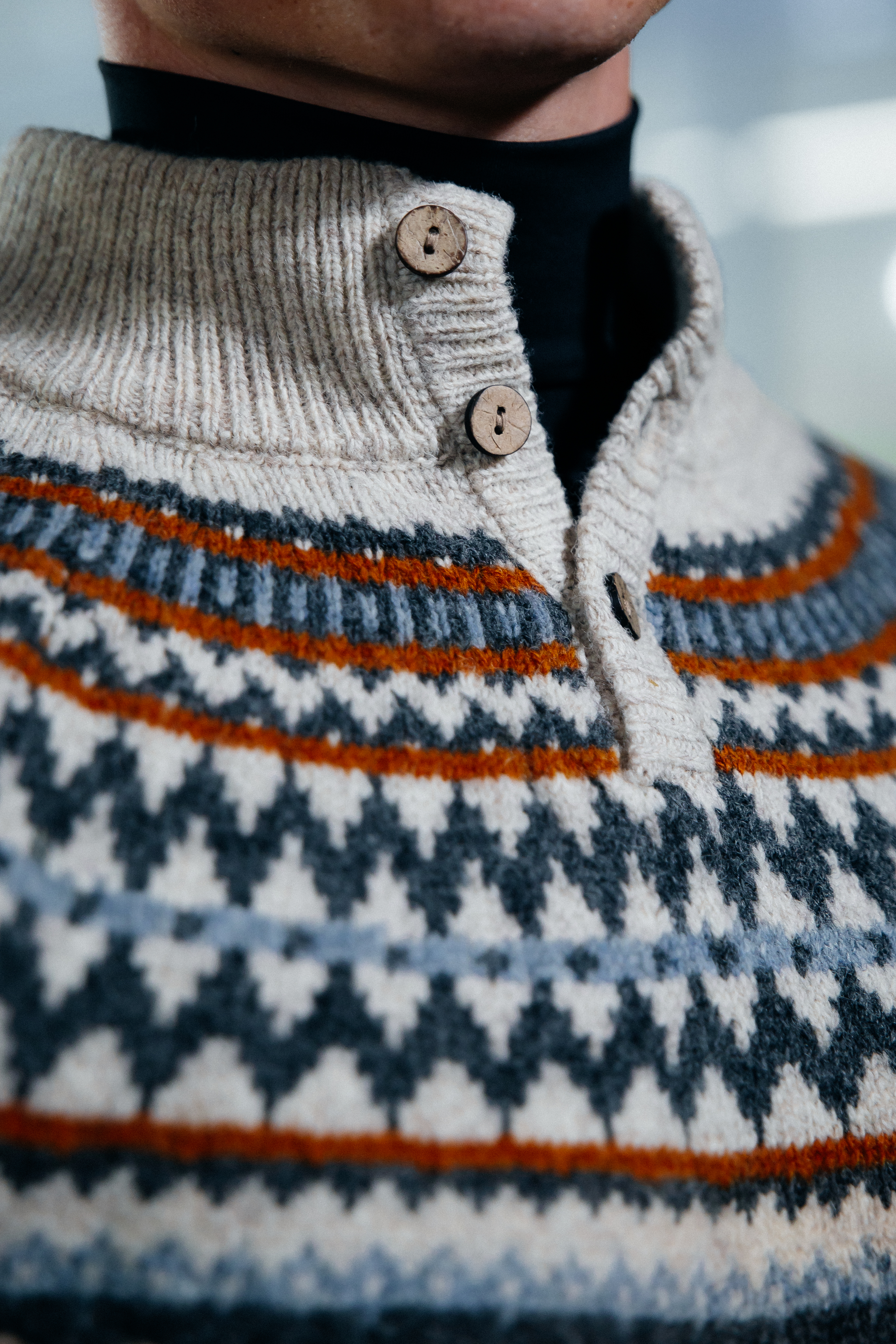 Dyngjufjöll half buttoned wool jumper Dyngjufjöll half buttoned wool jumper