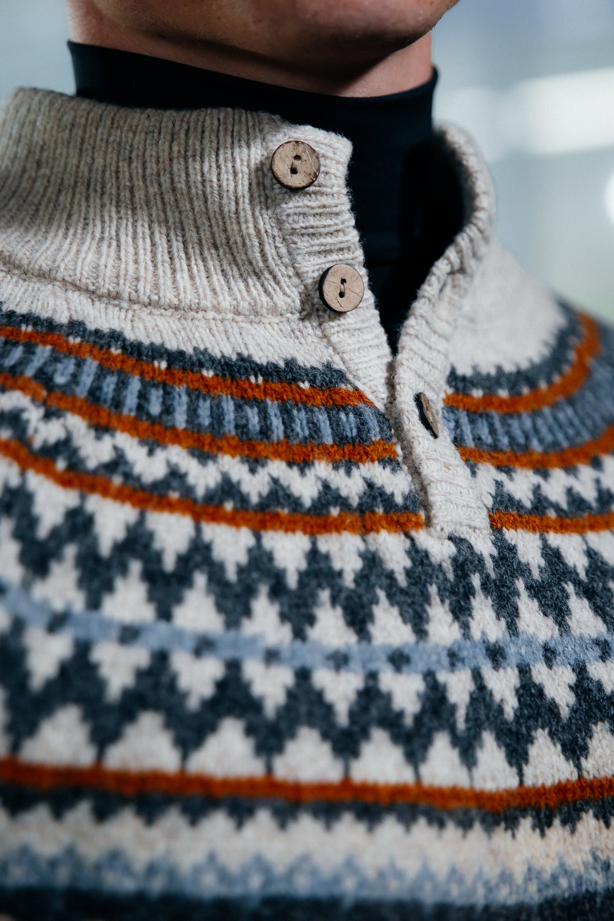 Dyngjufjöll half buttoned wool jumper 