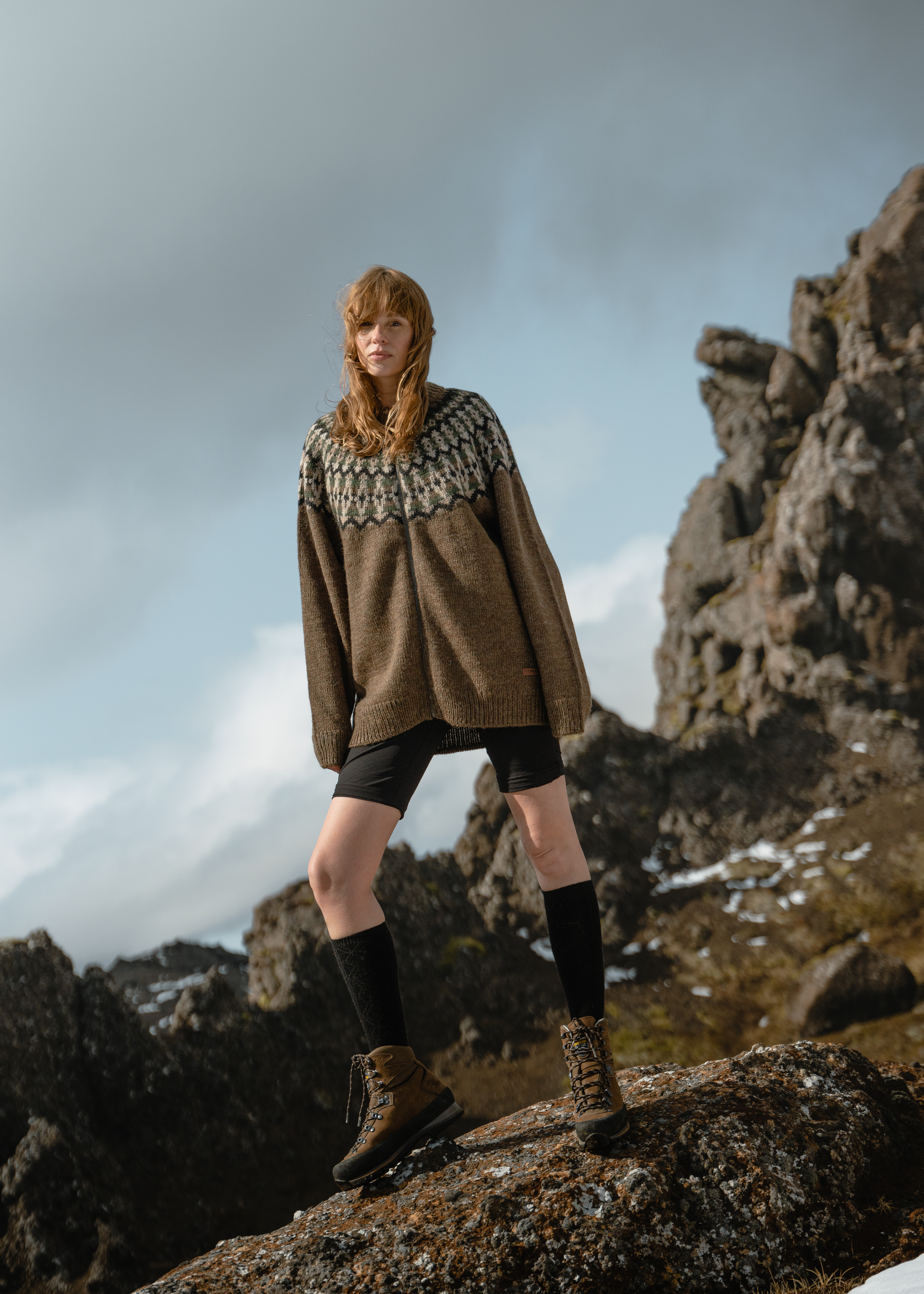 Snorralaug Wollstrickjacke mit Reissverschluss