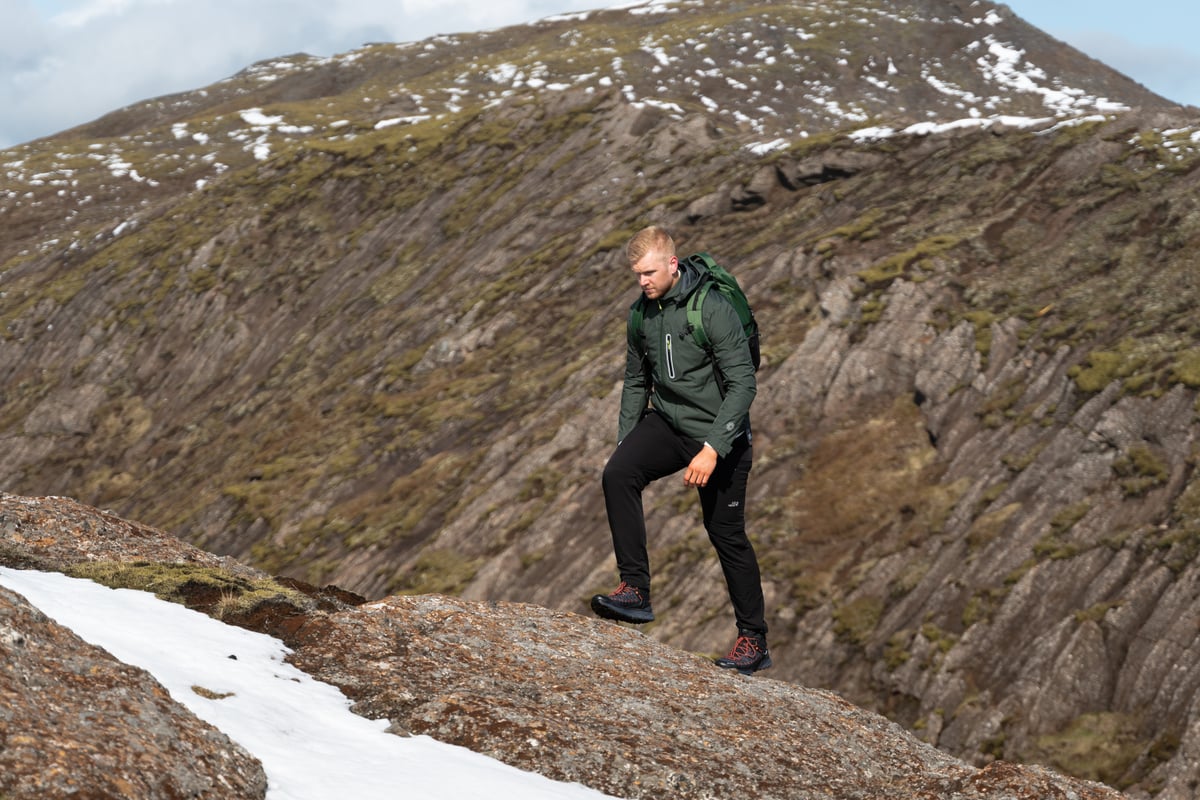 man hiking in the mountain