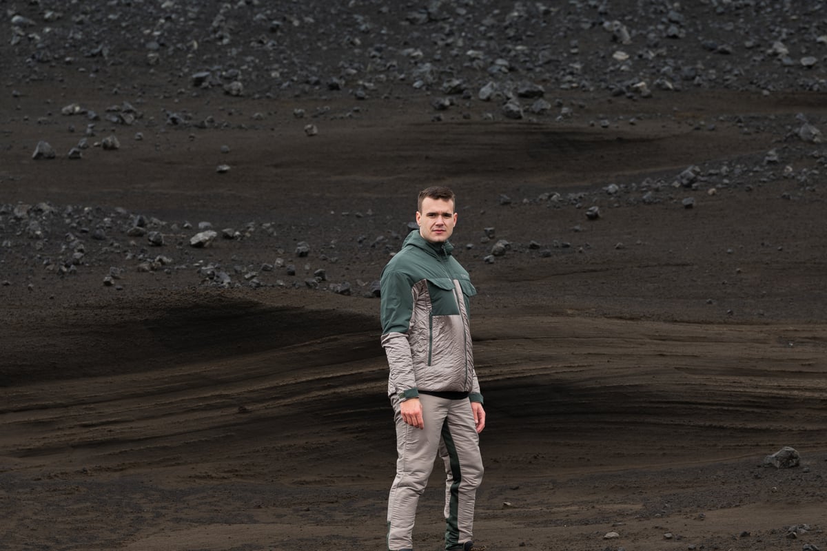 man in a sandy nature in Iceland