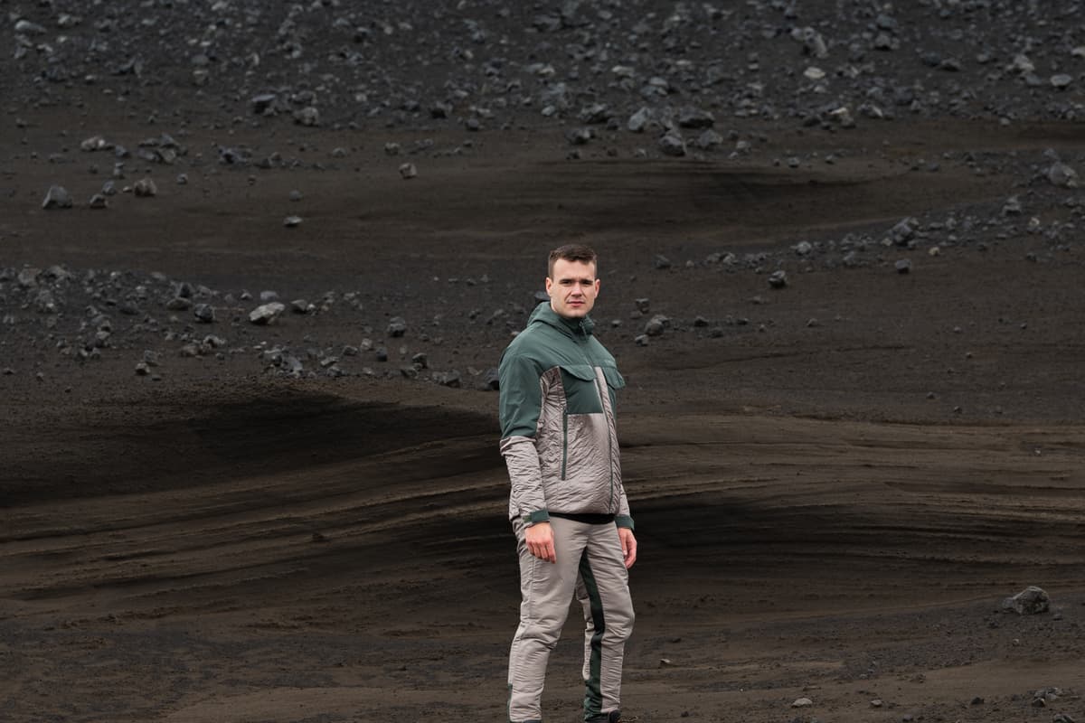 man in a sandy nature in Iceland