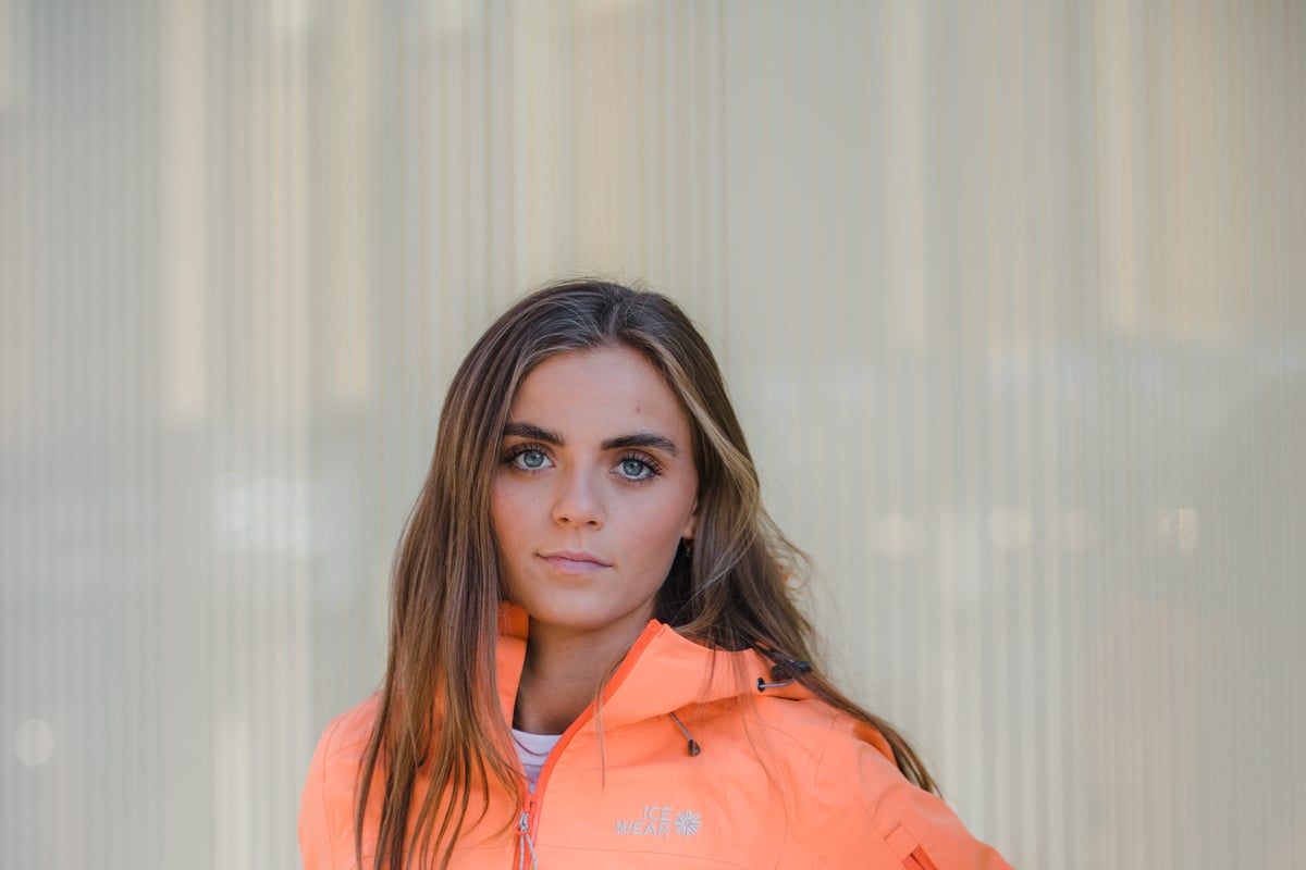 woman in city center in Reykjavík
