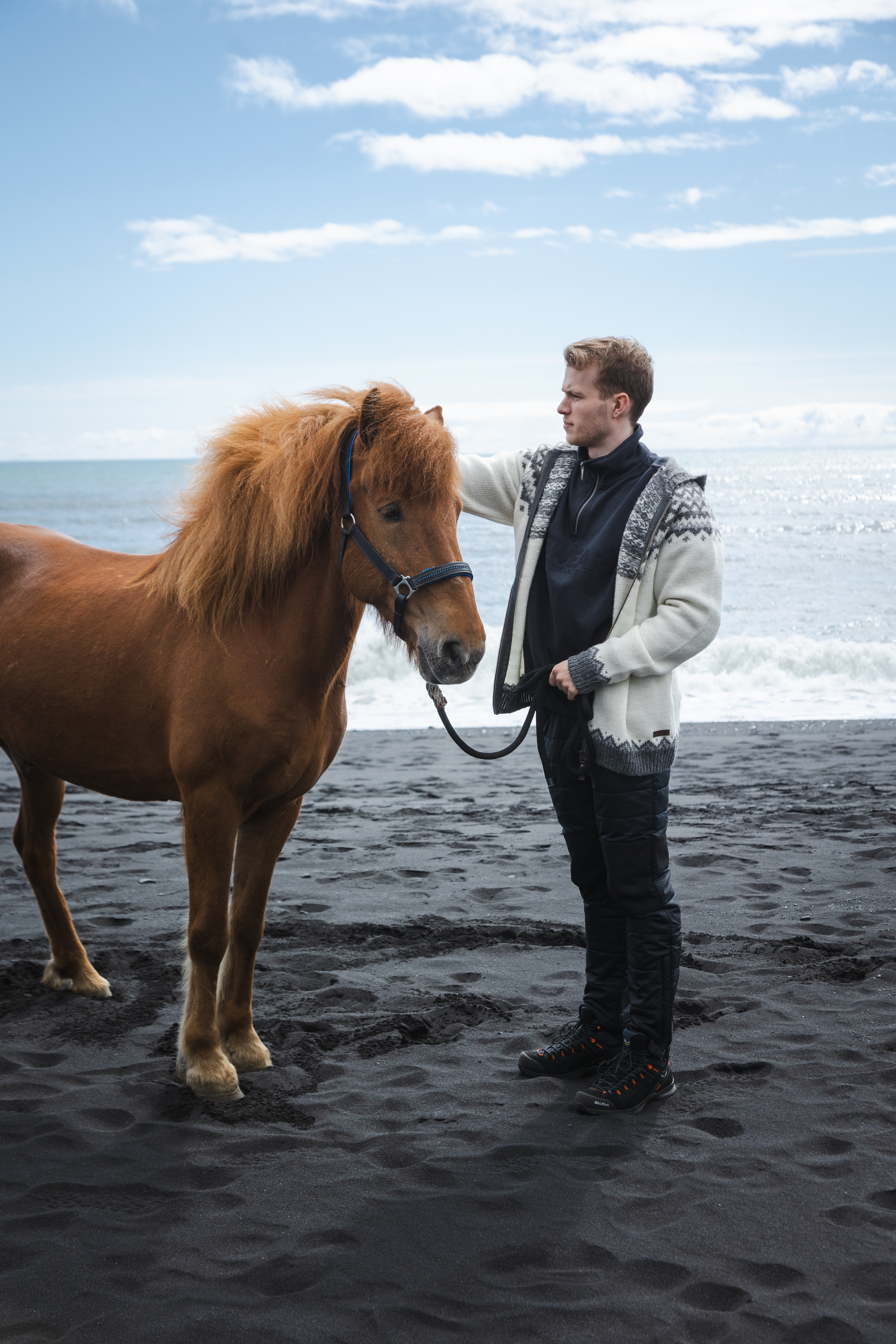 Skjaldbreiður wollpullover mit kapuze