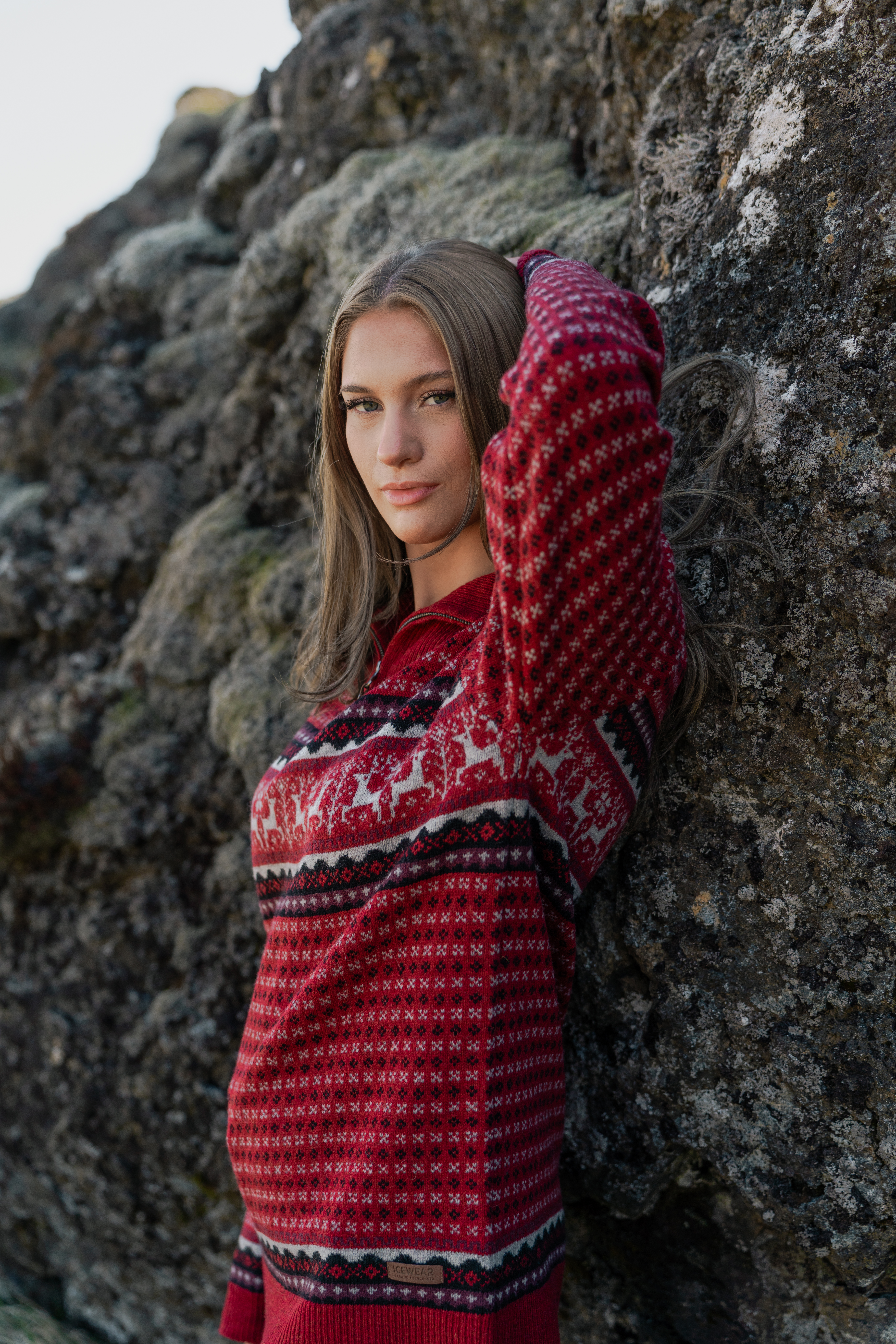 Hreindýrsholt Pull-over tricoté avec motifs rennes 