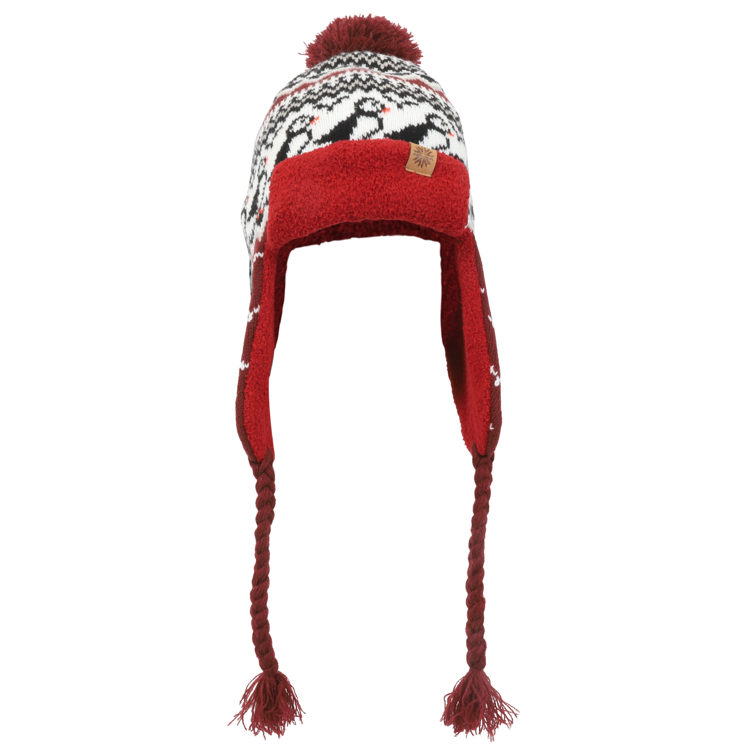 Lundaklettur hat with ear flaps puffin pattern