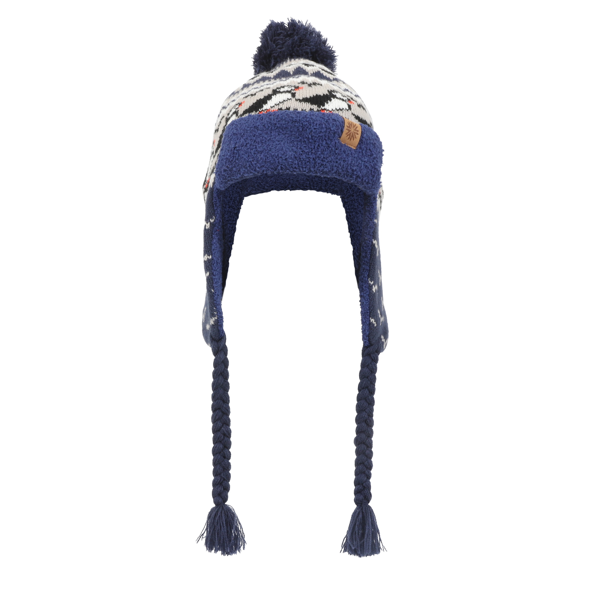 Lundaklettur hat with ear flaps puffin pattern