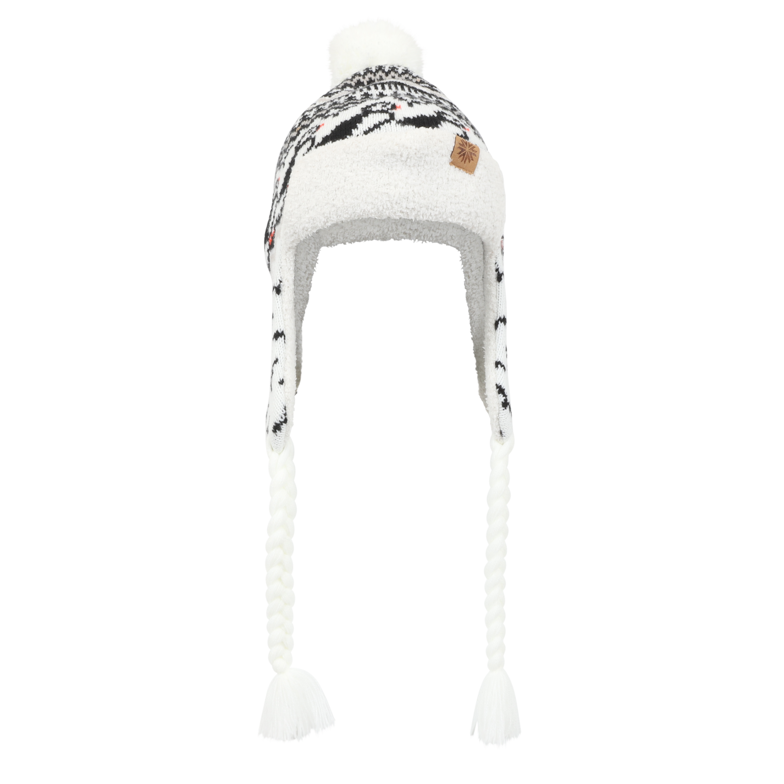 Lundaklettur hat with ear flaps puffin pattern