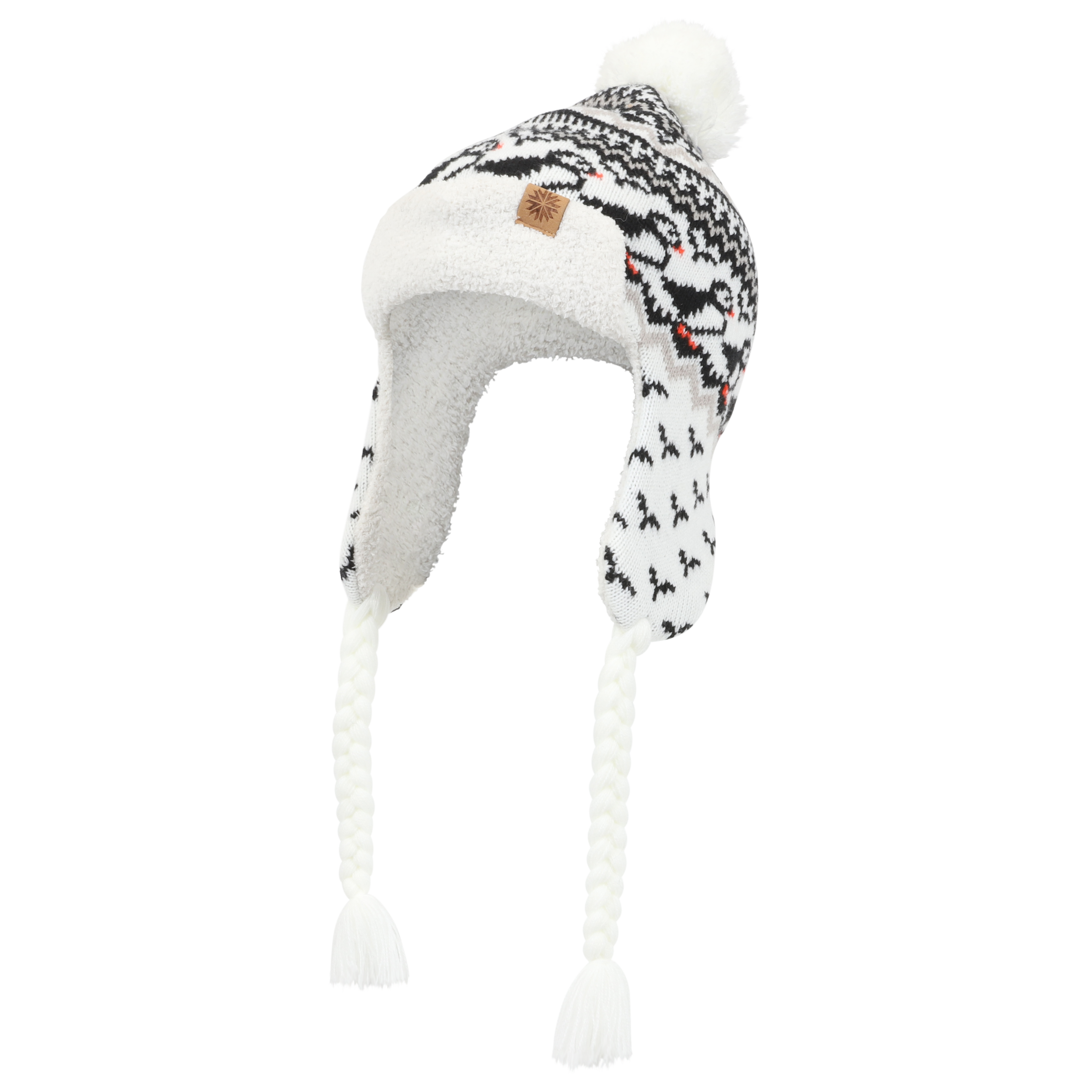 Lundaklettur hat with ear flaps puffin pattern