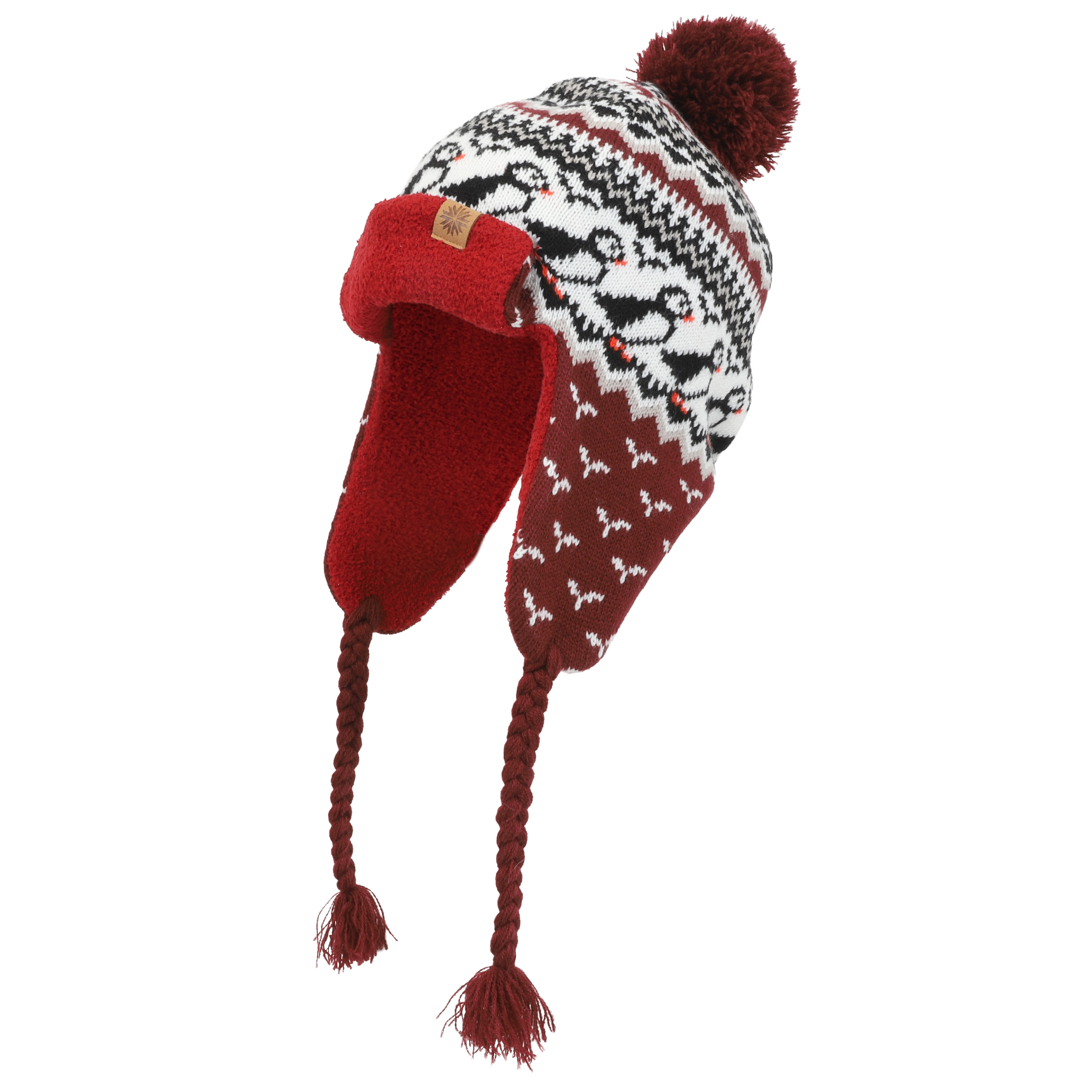 Lundaklettur hat with ear flaps puffin pattern