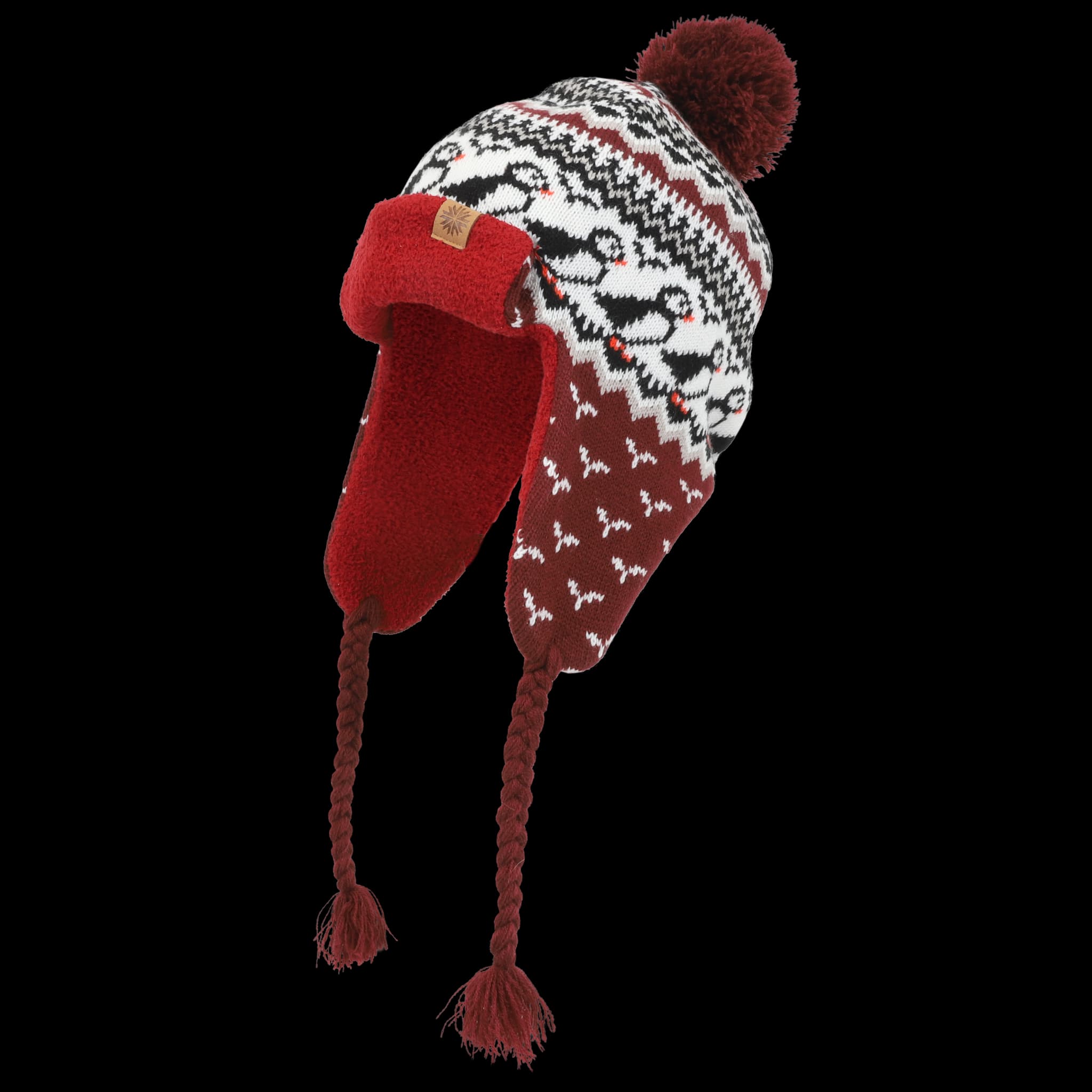 Lundaklettur hat with ear covers puffin pattern