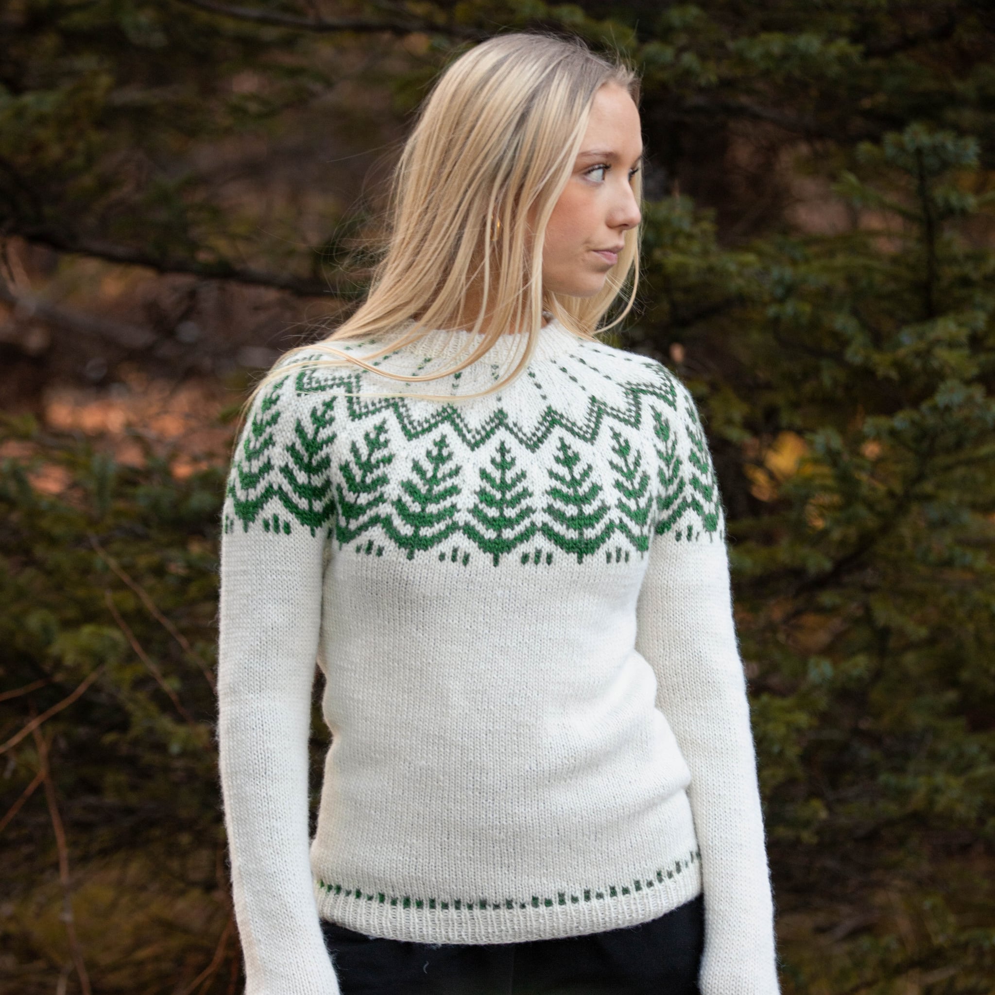 Sitkagreni adult sweater knitting pattern