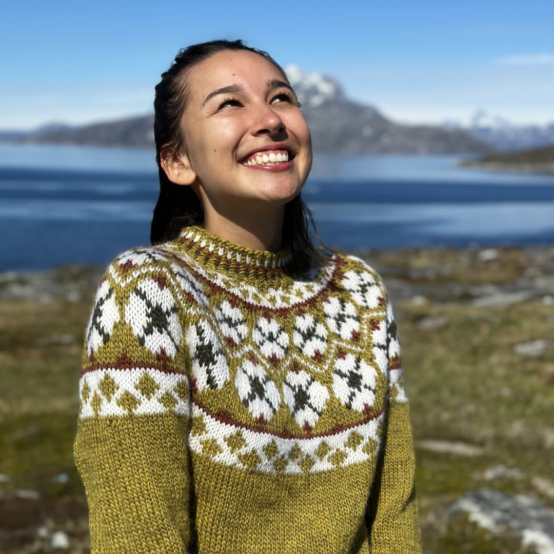 Ivalu munstruð peysa prjónauppskrift