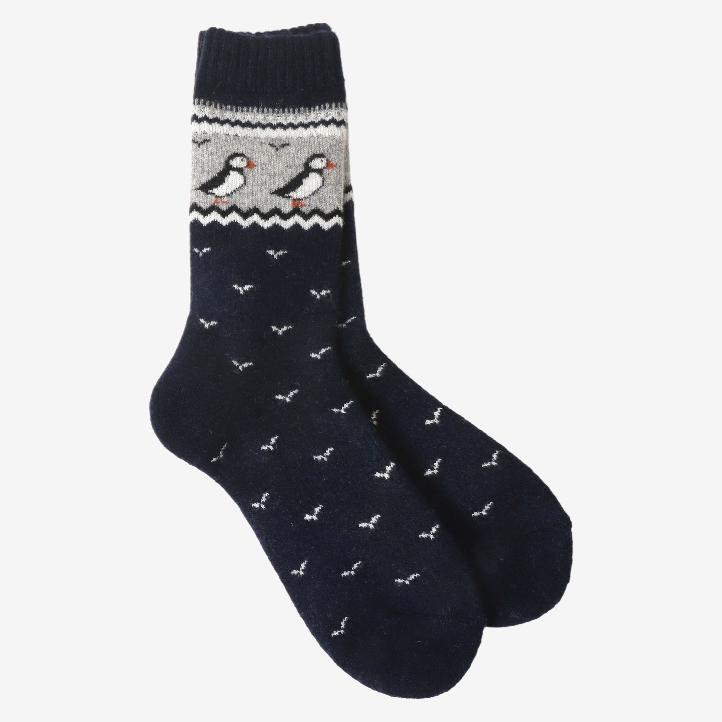 Lundagjá Chaussettes en laine à motif macareux Lundagjá Chaussettes en laine à motif macareux
