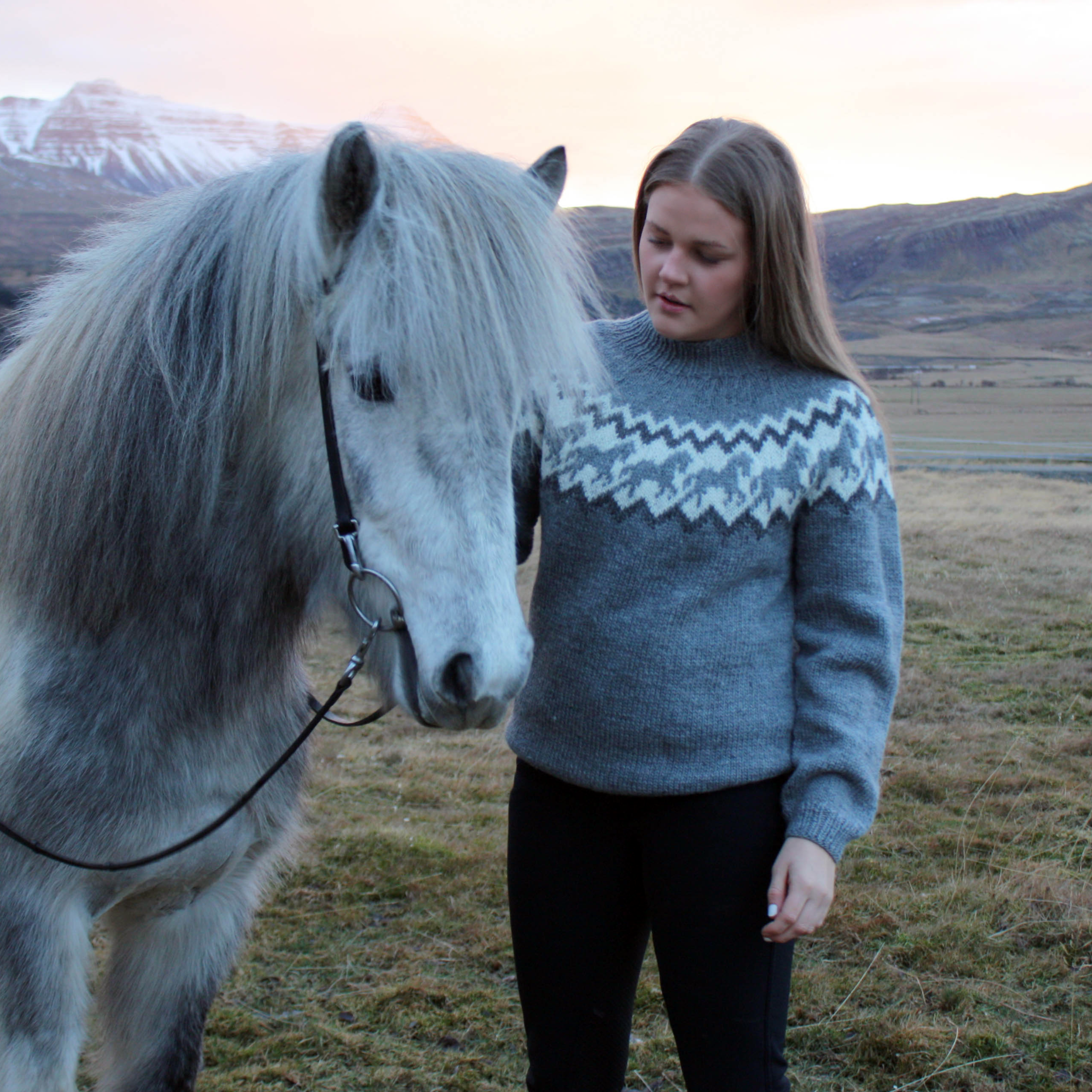 Ljómi adult horsesweater knitting pattern