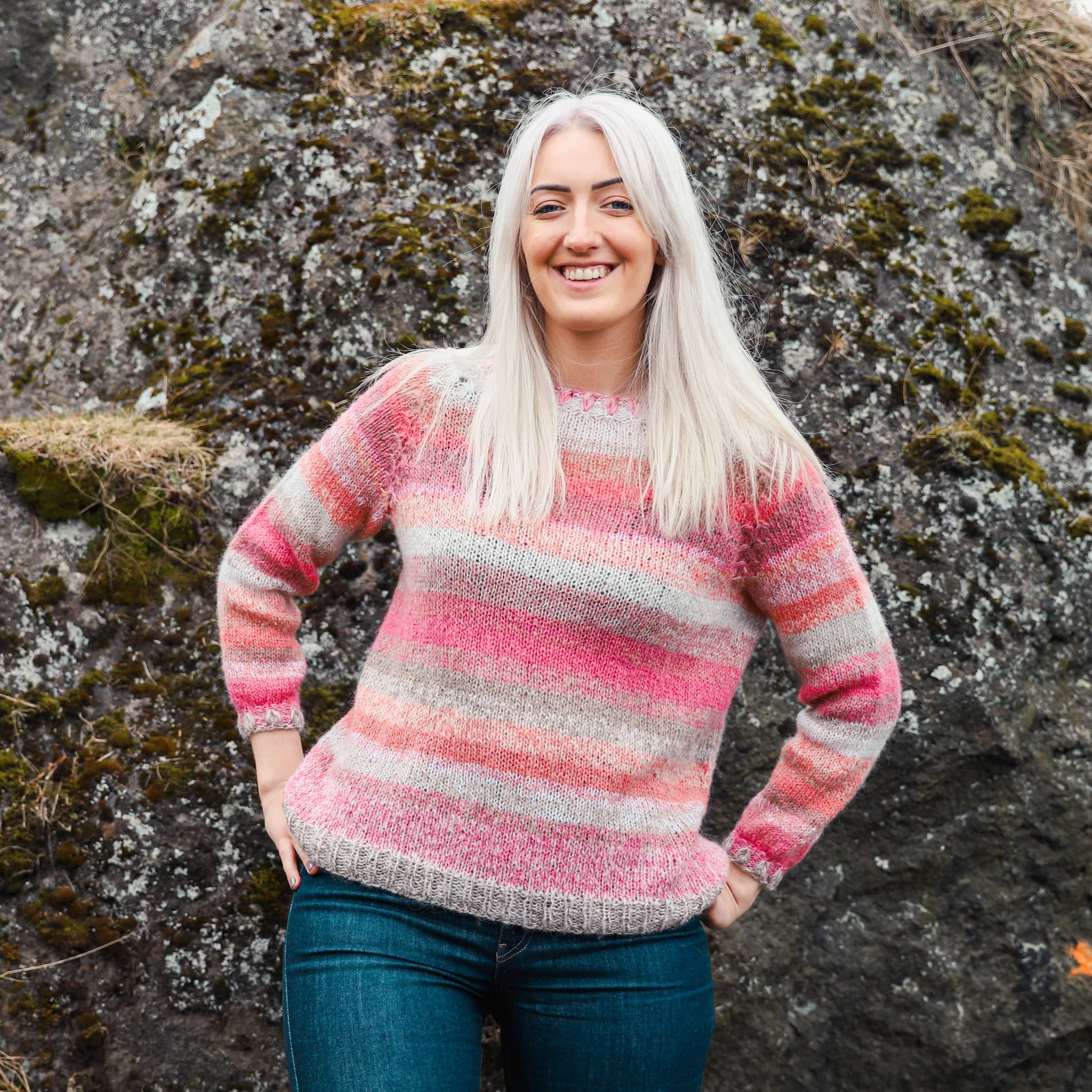 Brum striped women´s sweater knitting pattern