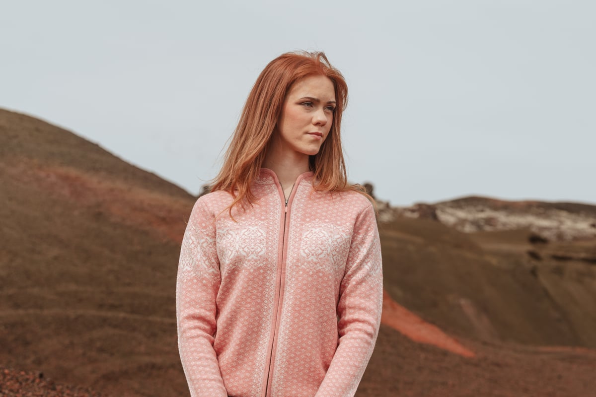 woman on red sand, north Iceland