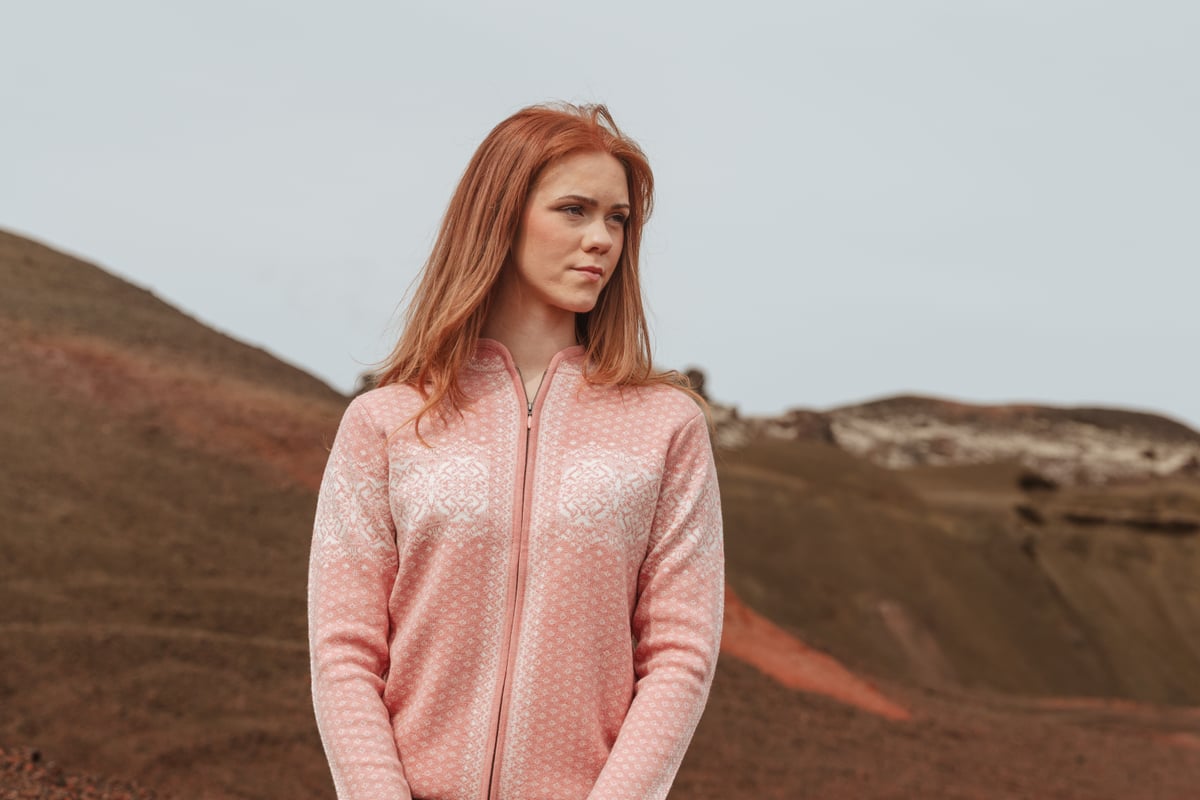 woman on red sand, north Iceland