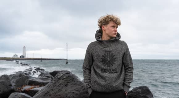 man standing by the Icelandic sea